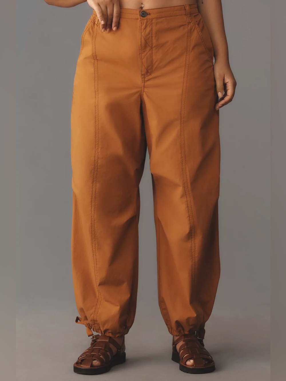 Anthro Pilcro Tactical Utility Pants - Rust Brown Cotton Paracute Trousers